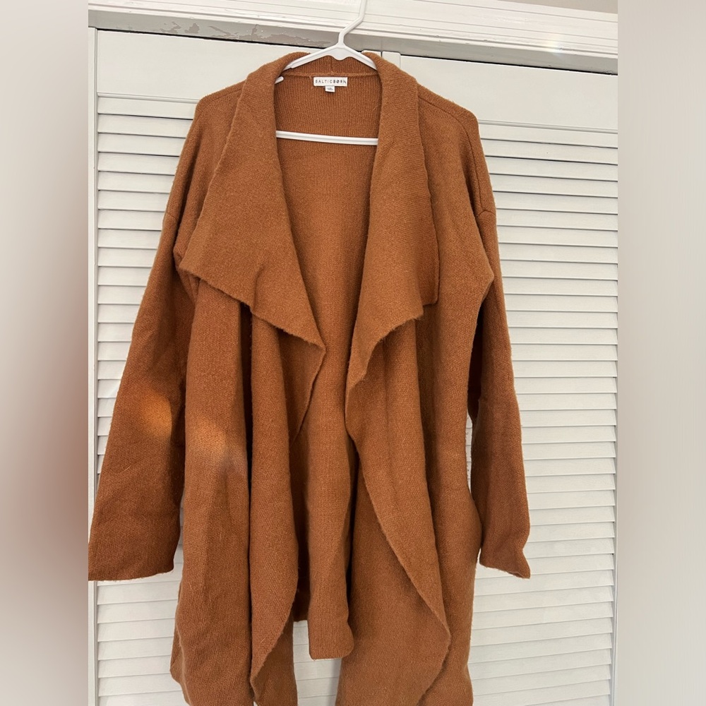 Baltic born cognac draped cardigan X/XL